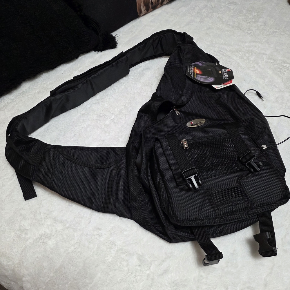 Black Sling Crossbody Bag for Men - Durable Everyday Carry Built In Alarm